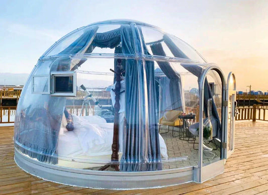 City: Hokkaido, Japan \ nStyle: 5.9M in diameter + 2.8M in diameter \ nGalaxy Room \ nUsage: Inn